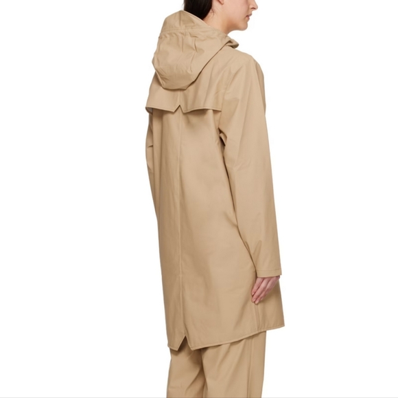 BNWT RAINS Unisex Rainjacket Long, Med, Taupe - Picture 4 of 4